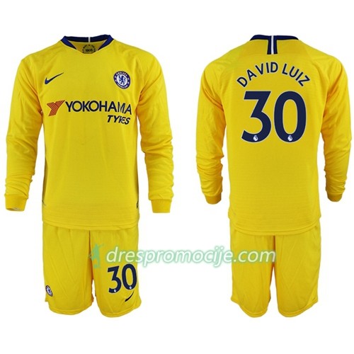 Chelsea Dres David Luiz 30 Dječji Gostujući 2018/19 Dugim Rukavima Chelsea Dres David Luiz 30 Dječji Gostujući 2018/19 Dugim Rukavima
